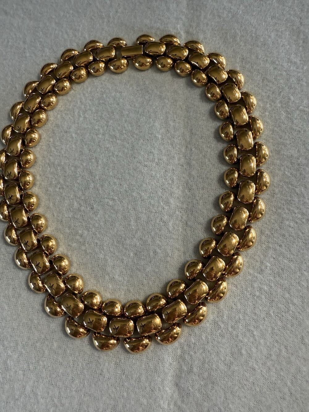 NAPIER PAT.4.774.743 PANTHER STYLE GOLD PLATED WIDE CHOKER NECKLACE